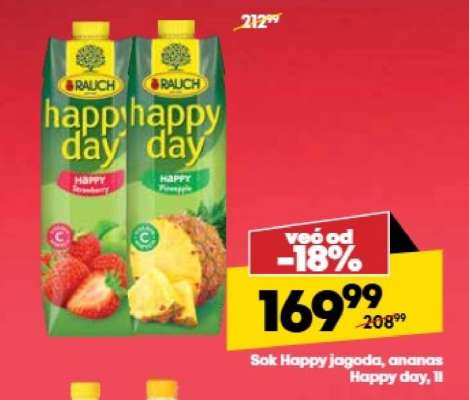 Sok Happy jagoda, ananas Happy day, 1l