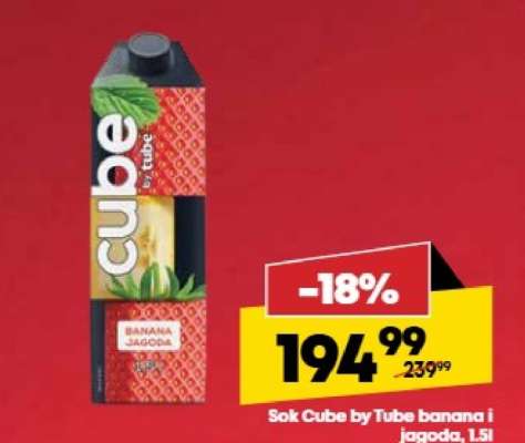 Sok Cube by Tube banana i jagoda, 1.5l