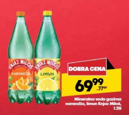 Mineralna voda gazirna narandža, limun Knjaz Miloš