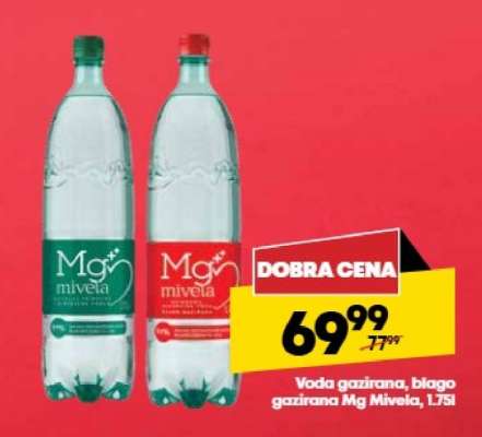 Voda gazirana, blago gazirana Mg Mivela, 1.5l