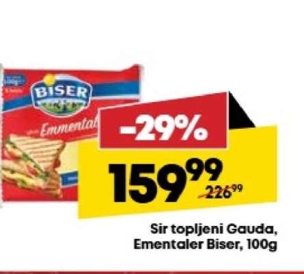 Sir topljeni Gauda, Ementaler Biser, 100g