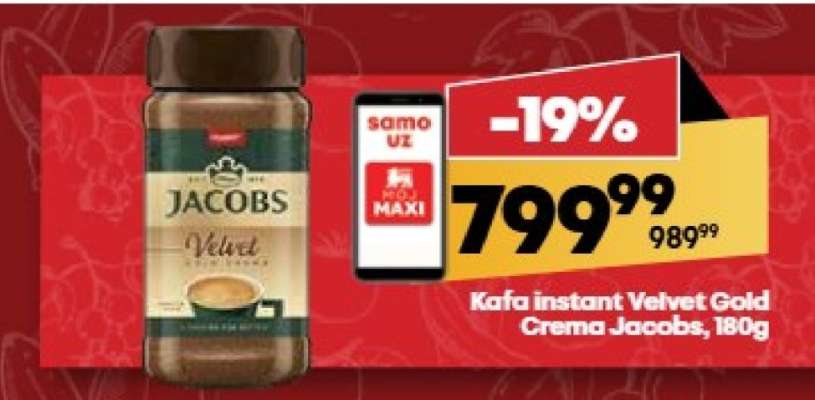 Kafa instant Velvet Gold Crema Jacobs, 180g