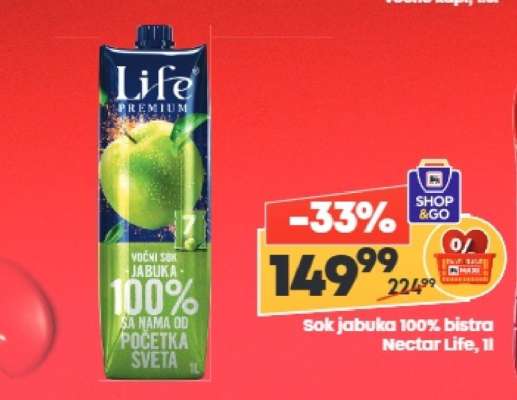 Sok jabuka 100 bistra Nectar Life 1l