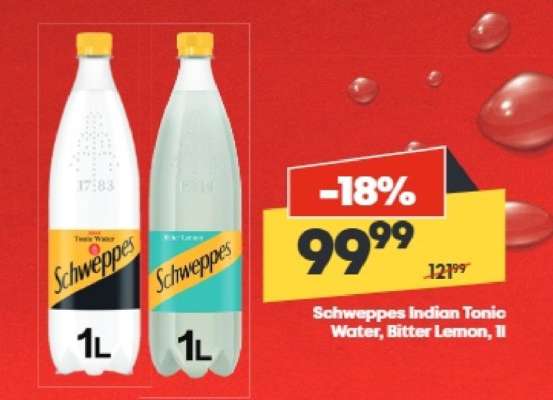 Schweppes Indian Tonic Water, Bitter Lemon, 1l