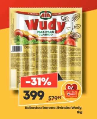 Kobasica barena živinska Wudy, 1kg
