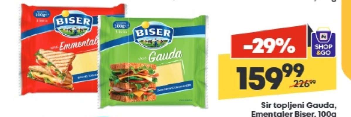 Sir topljeni Gauda, Ementaler Biser, 100g