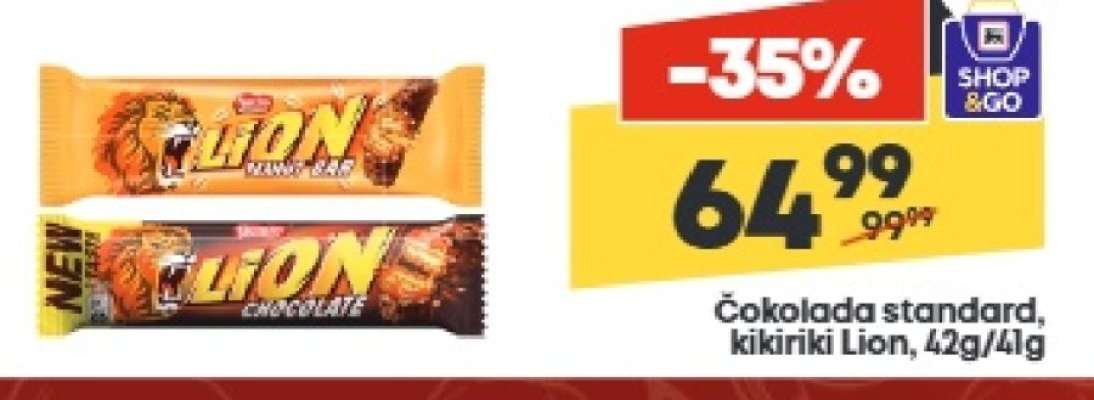 Čokolada standard, kikiriki Lion, 42g/41g