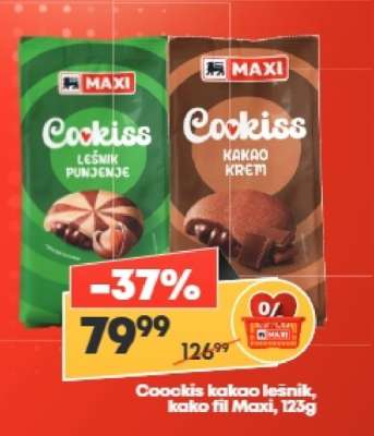 Cookiss kakao lešnik, kako fil Maxi, 123g
