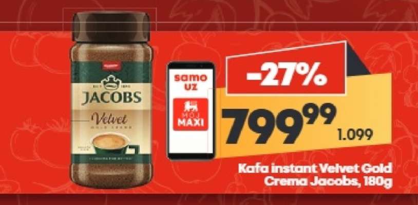 Kafa instant Velvet Gold Crema Jacobs, 180g