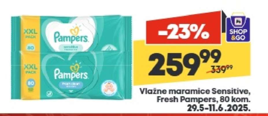 Vlažne maramice Sensitive, Fresh Pampers, 80 kom.