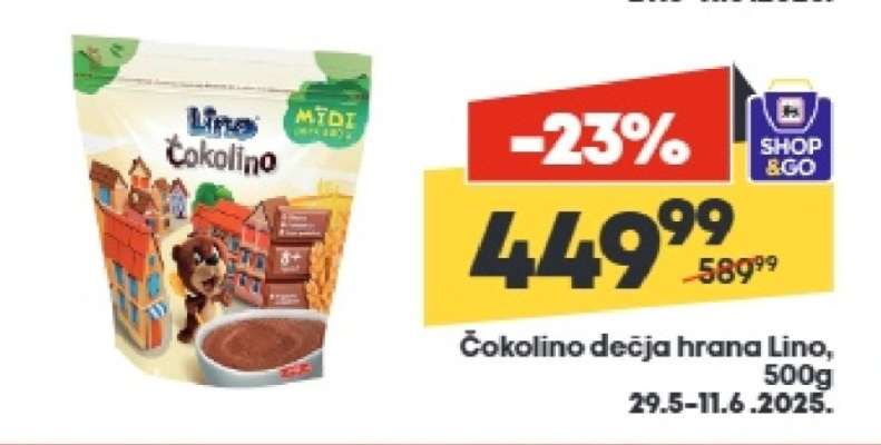Čokolino dečja hrana Lino, 500g