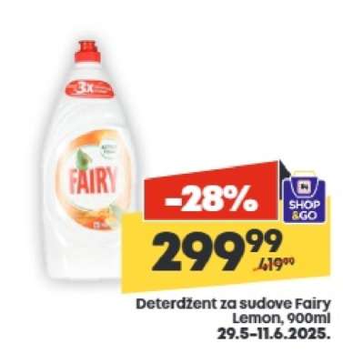 Deterdžent za sudove Fairy Lemon, 900ml