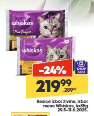 Kesice izbor živine, izbor mesa Whiskas, 4x85g