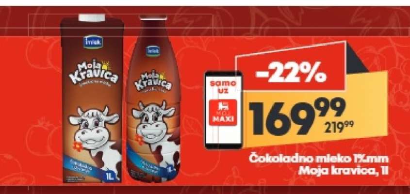 Čokoladno mleko 1%mm Moja kravica, 1l