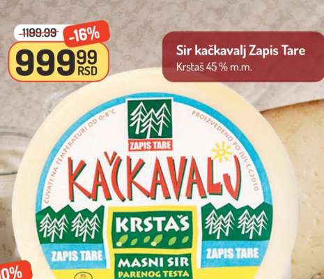 Sir kačkavalj Zapis Tare