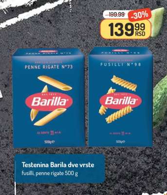 Testenina Barila dve vrste