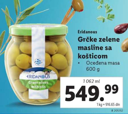 Eridanous Grčke zelene masline sa košticom