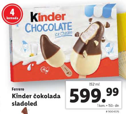 Kinder čokolada sladoled