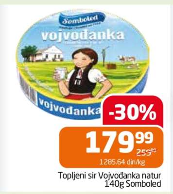 Topljeni sir Vojvodanka natur 140g Somboled