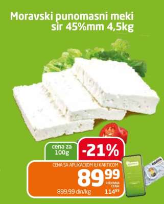 Moravski punomasni meki sir 45%mm 4,5kg