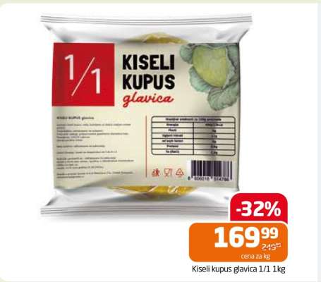 Kiseli kupus glavica 1/1 1kg
