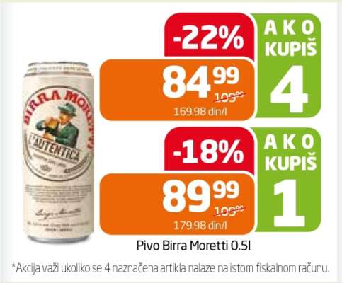 Pivo Birra Moretti 0.5l