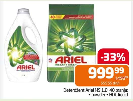 Deterdžent Ariel MS 1.8l 40 pranja