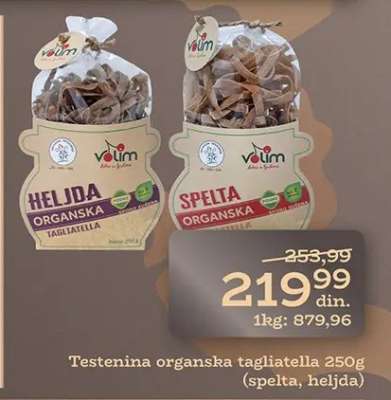 Testenina organska tagliatella 250g (spelta, heljda)