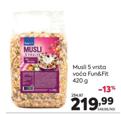 Musli 5 vrsta voća Fun&Fit 420 g