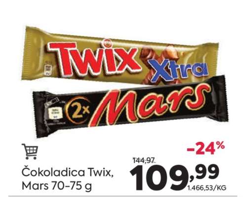 Čokoladica Twix, Mars 70-75 g