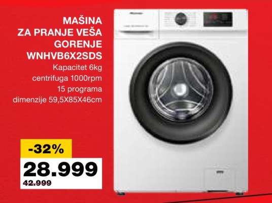 MAŠINA ZA PRANJE VEŠA GORENJE WNHVB6X2SDS