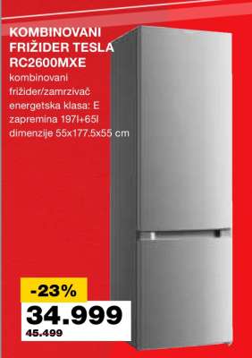 KOMBINOVANI FRIŽIDER TESLA RC2600MXE