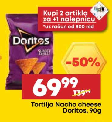 Tortilja nacho cheese Doritos, 90g