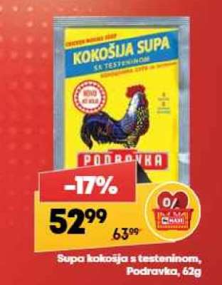 Supa kokošja s testeninom Podravka, 62g
