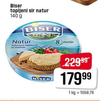 Biser topljeni sir natur