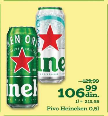 Pivo Heineken 0,5l