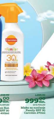Mleko za sunčanje Family SPF 30 Carroten 270ml