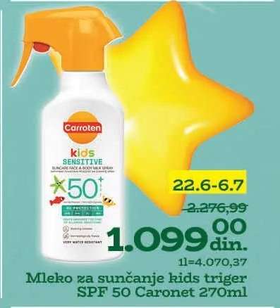 Mleko za sunčanje kids triger SPF 50 Caronet 270ml