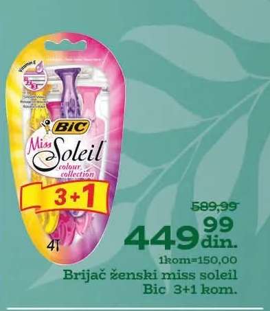 Brijač ženski miss soleil Bic 3+1 kom.