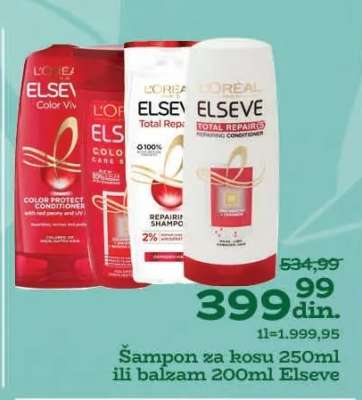 Šampon za kosu 250ml ili balzam 200ml Elseve