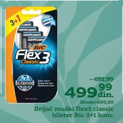 Brijač muški flex3 classic blister Bic 3+1 kom.