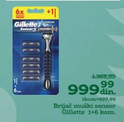 Brijač muški sensor Gillette 1+6 kom.