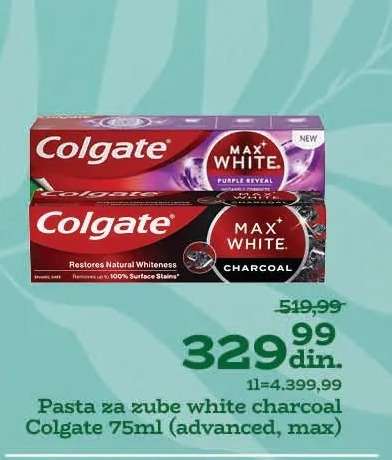 Pasta za zube white charcoal Colgate 75ml (advanced, max)