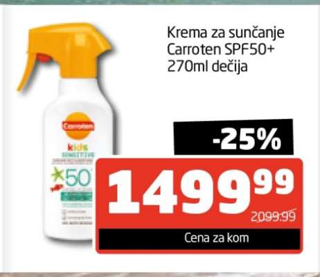 Krema za sunčanje Carroten SPF50+ 270ml dečija