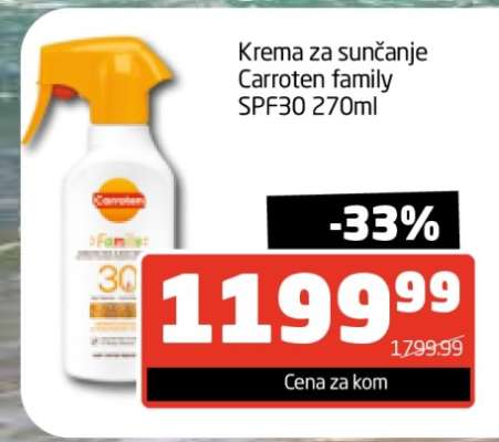 Krema za sunčanje Carroten family SPF30 270ml
