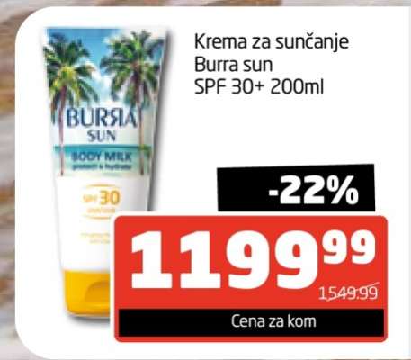 Krema za sunčanje Burra sun SPF 30+ 200ml
