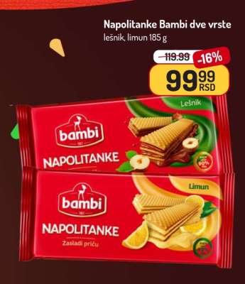 Napolitanke Bambi dve vrste
