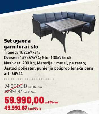 Set ugaona garnitura i sto