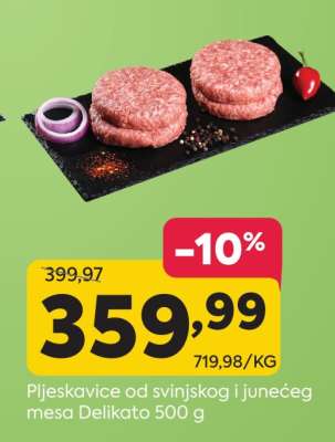 Pljeskavice od svinjskog i junećeg mesa Delikato 500 g