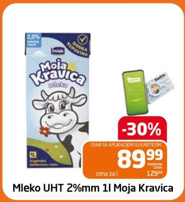 Mleko UHT 2%mm 1l Moja Kravica